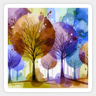 Colorful Purple Blue Brown Abstract Trees Sticker